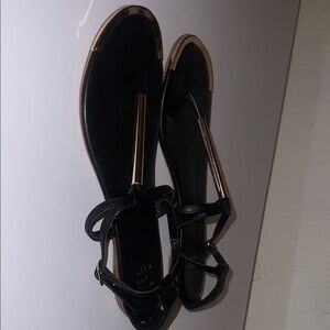 a new day Black and Gold Sandals